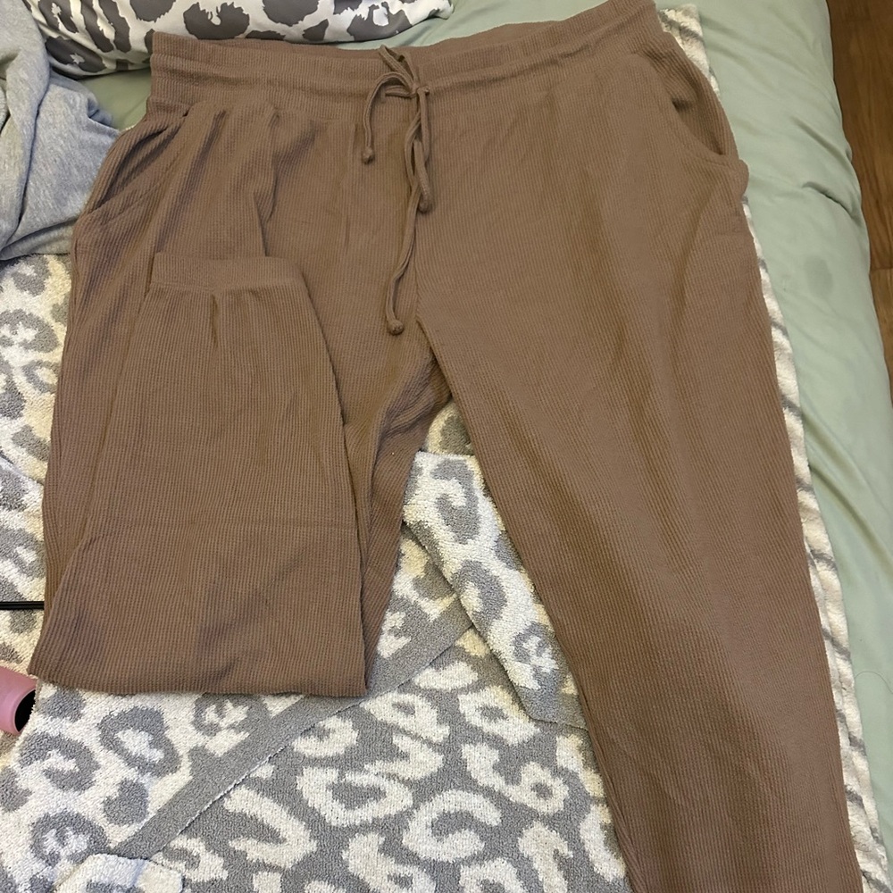 Brown Ribbed Lounge Pants